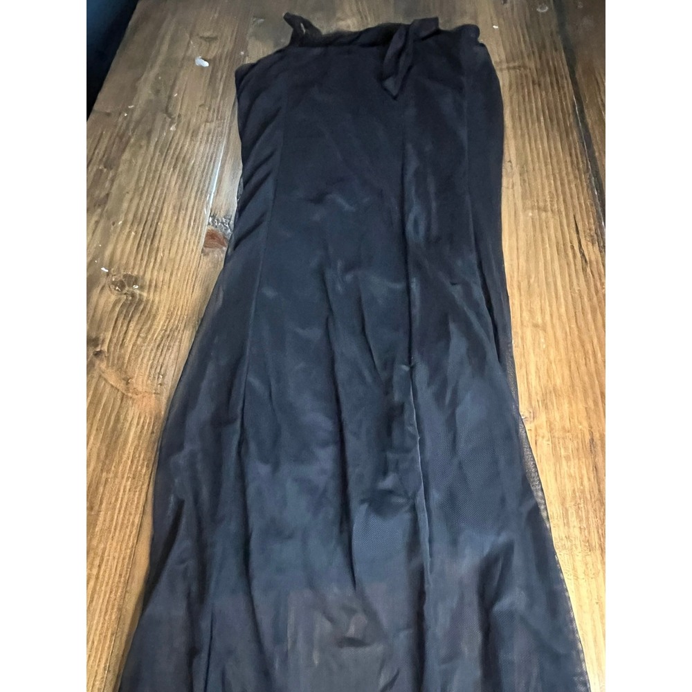 Free Press Black Sheer Mesh Maxi Dress Ruffle Hem Sleeveless Square Neck Small - Picture 7 of 7